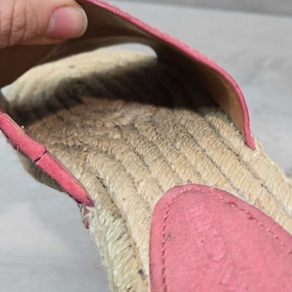 Coach Women Espadrille Leather Sandals shoes flats sz 8B